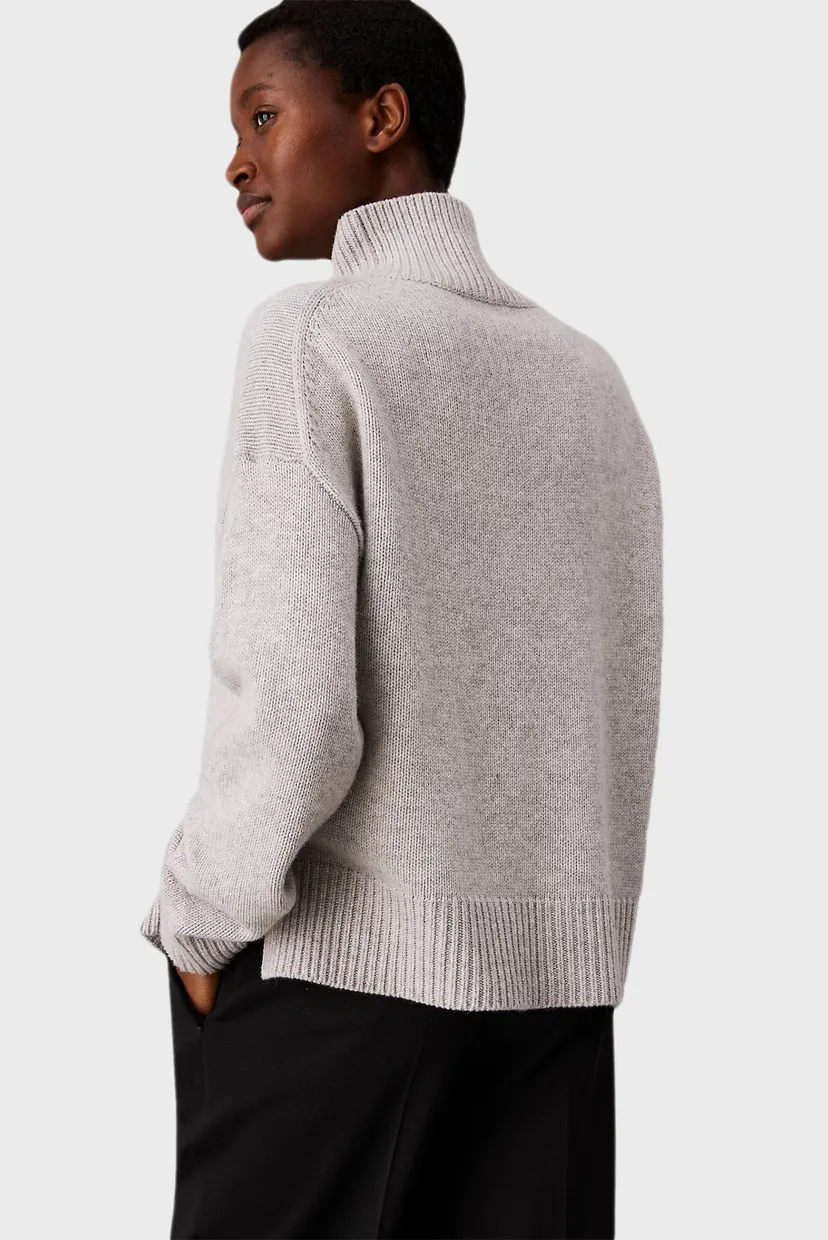 Женский серый шерстяной свитер CASHMERE BLEND HIGH-NECK 3