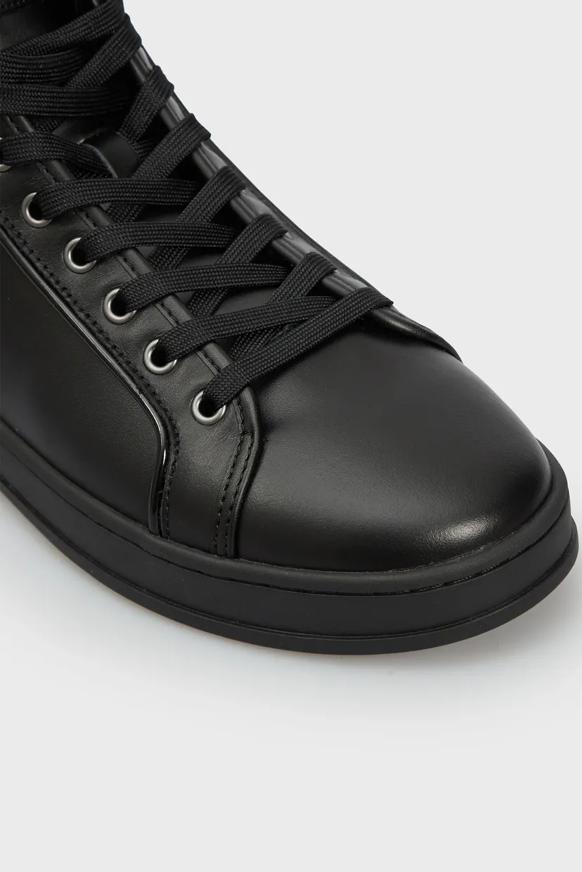 Мужские черные кожаные хайтопы HIGH TOP LACE UP PIPING 4