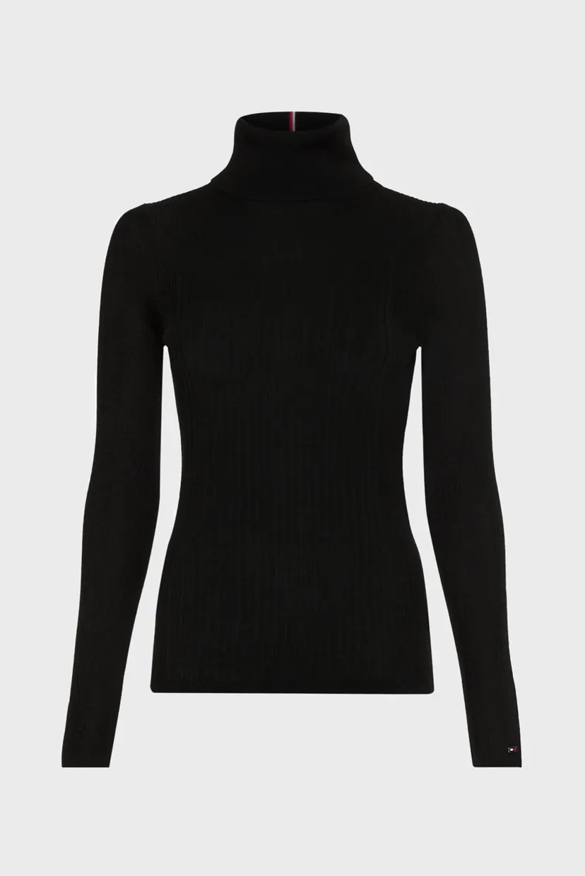 Женский черный гольф LYOCELL SILK ROLL-NK SWEATER 5