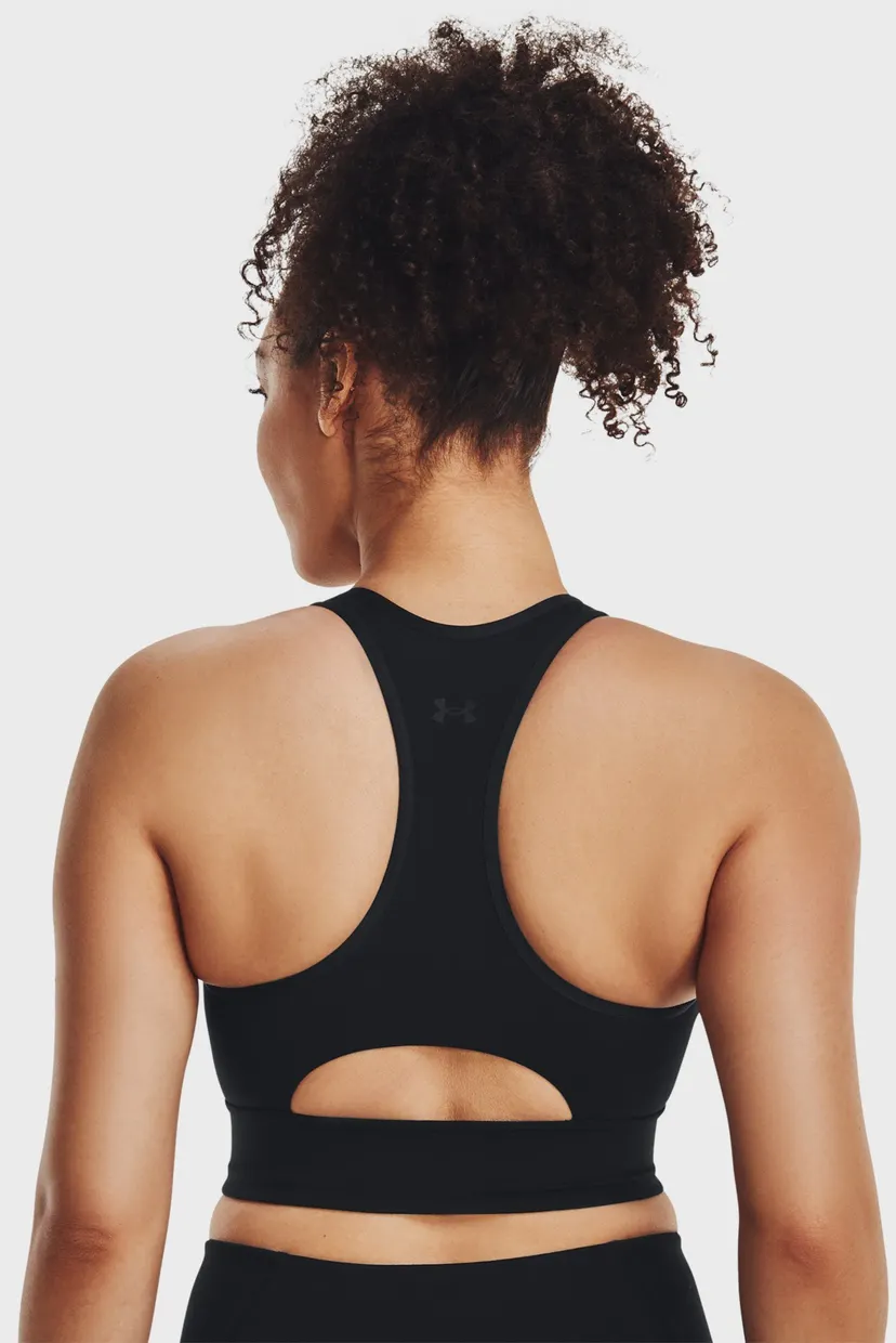 Женский черный спортивный топ UA Meridian Zip Crop BTG 3