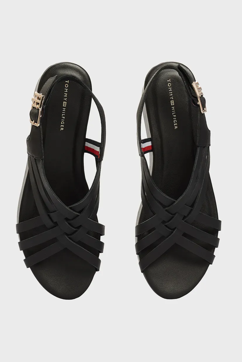 Женские черные кожаные босоножки FEMININE LEATHER FLATFORM 9
