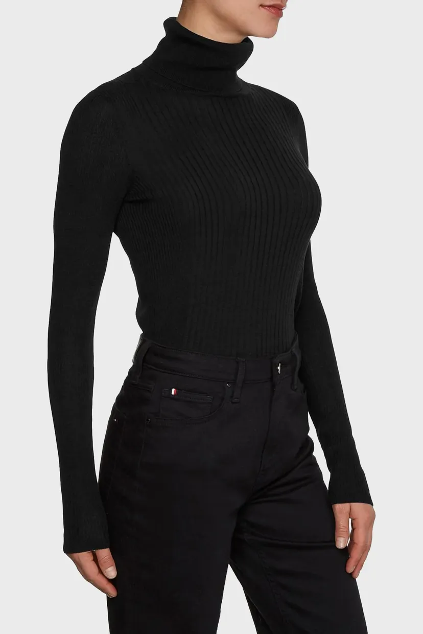 Женский черный гольф LYOCELL SILK ROLL-NK SWEATER 7