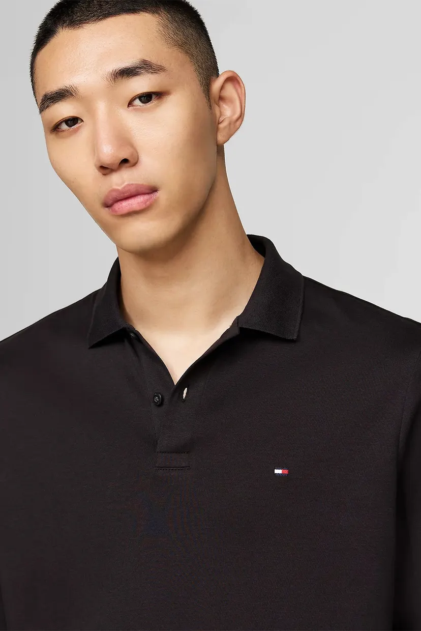 Мужское черное поло L S LIQUID COTTON REG POLO 4