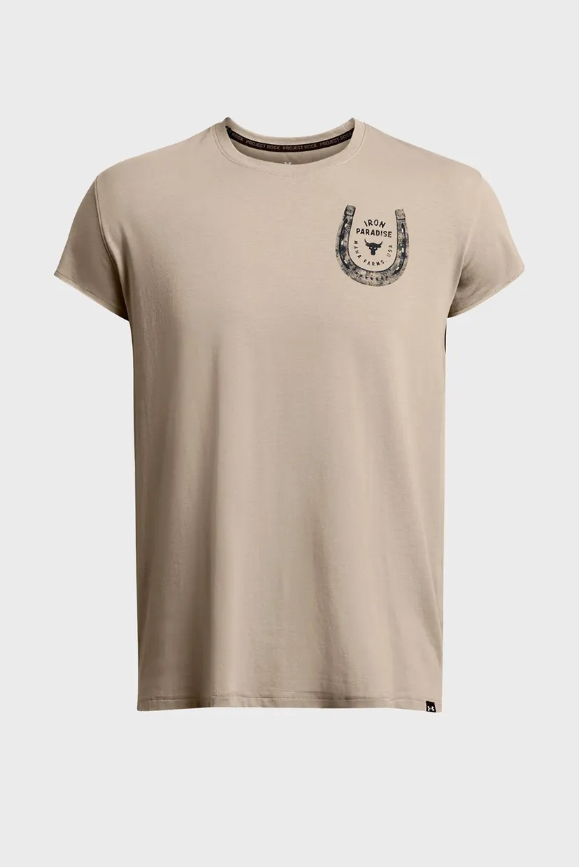 Мужская бежевая футболка UA Pjt Rck Bal Cap Sleeve T 3