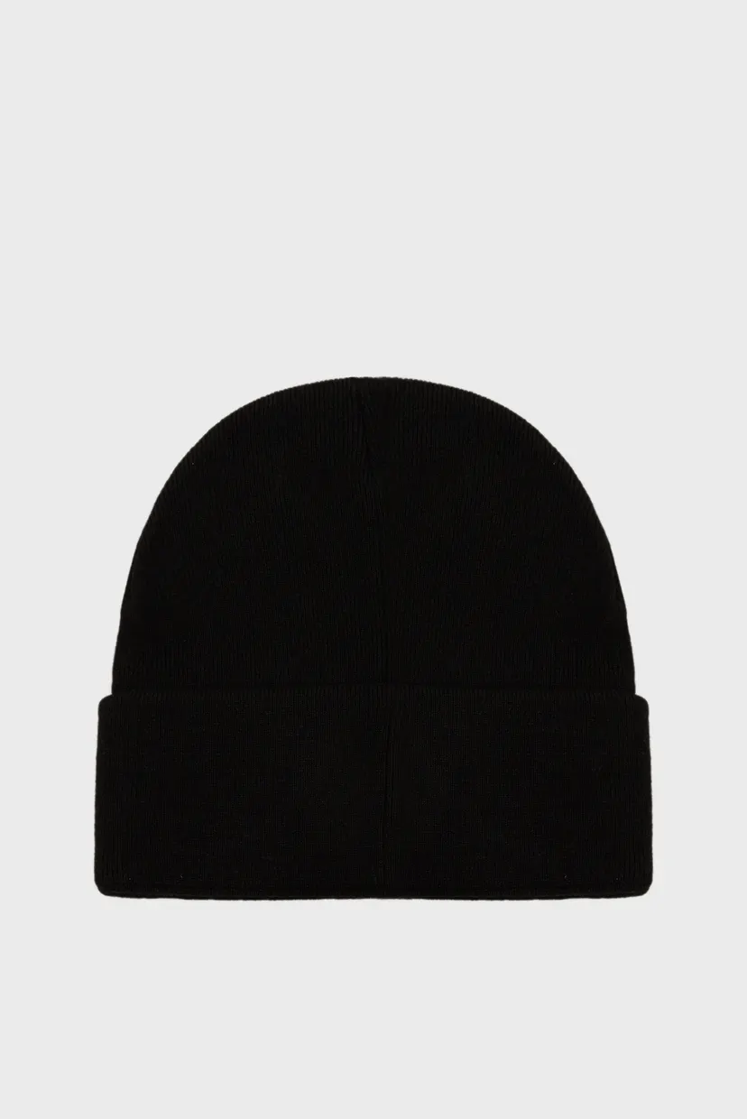 Мужская черная шерстяная шапка THICK EMBROIDERY BEANIE 3