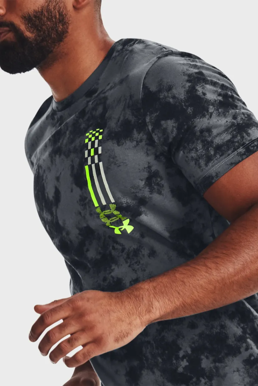 Мужская серая футболка с узором UA RUN ANYWHERE SS TEE 5