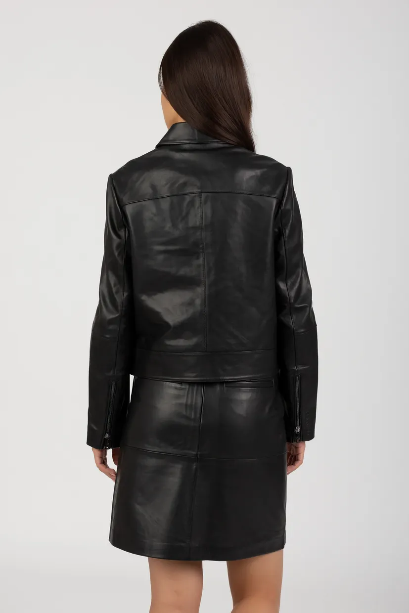 Куртка кожаная LEATHER MINIMAL BIKER JACKET 3