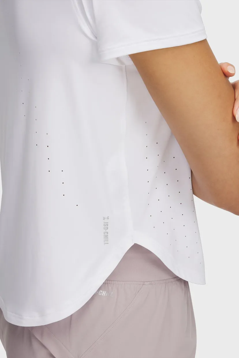 Женская белая футболка UA Launch Elite Shortsleeve 3