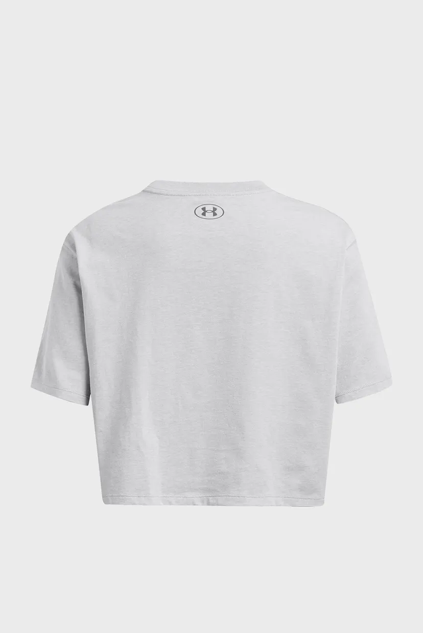 Женская серая футболка UA W BOXY CROP BRANDED SS 4