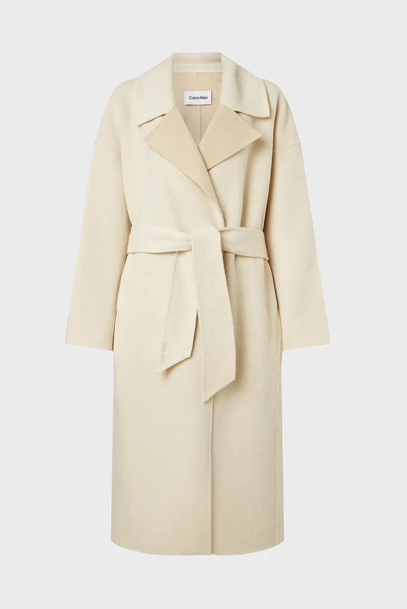 Женское белое шерстяное пальто DOUBLE FACED OVERSIZED WRAP 6