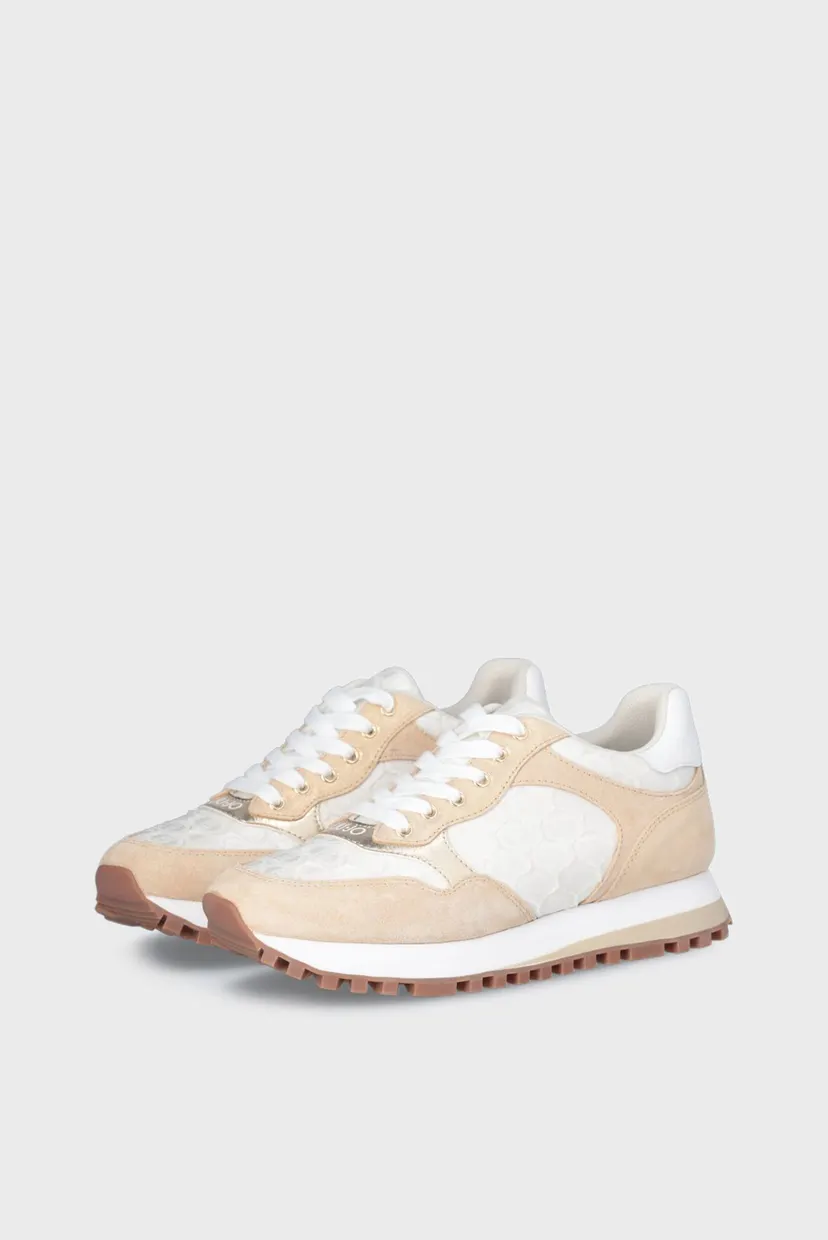 Кроссовки LIU JO WONDER 39 - SNEAKER COW SUEDE NYLON SHIN WHITE BEIGE 3