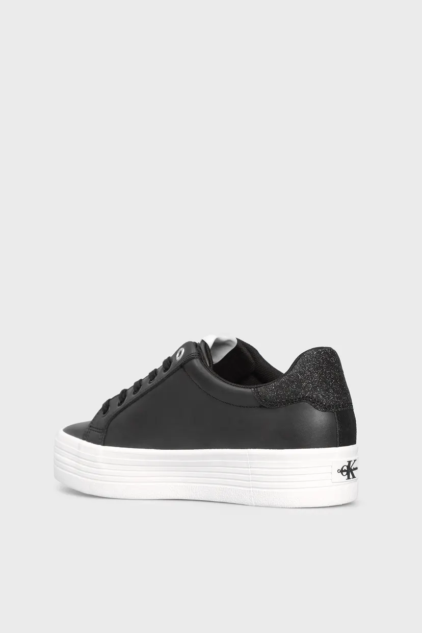 Женские черные кожаные сникеры VULCANIZED FLATFORM 10