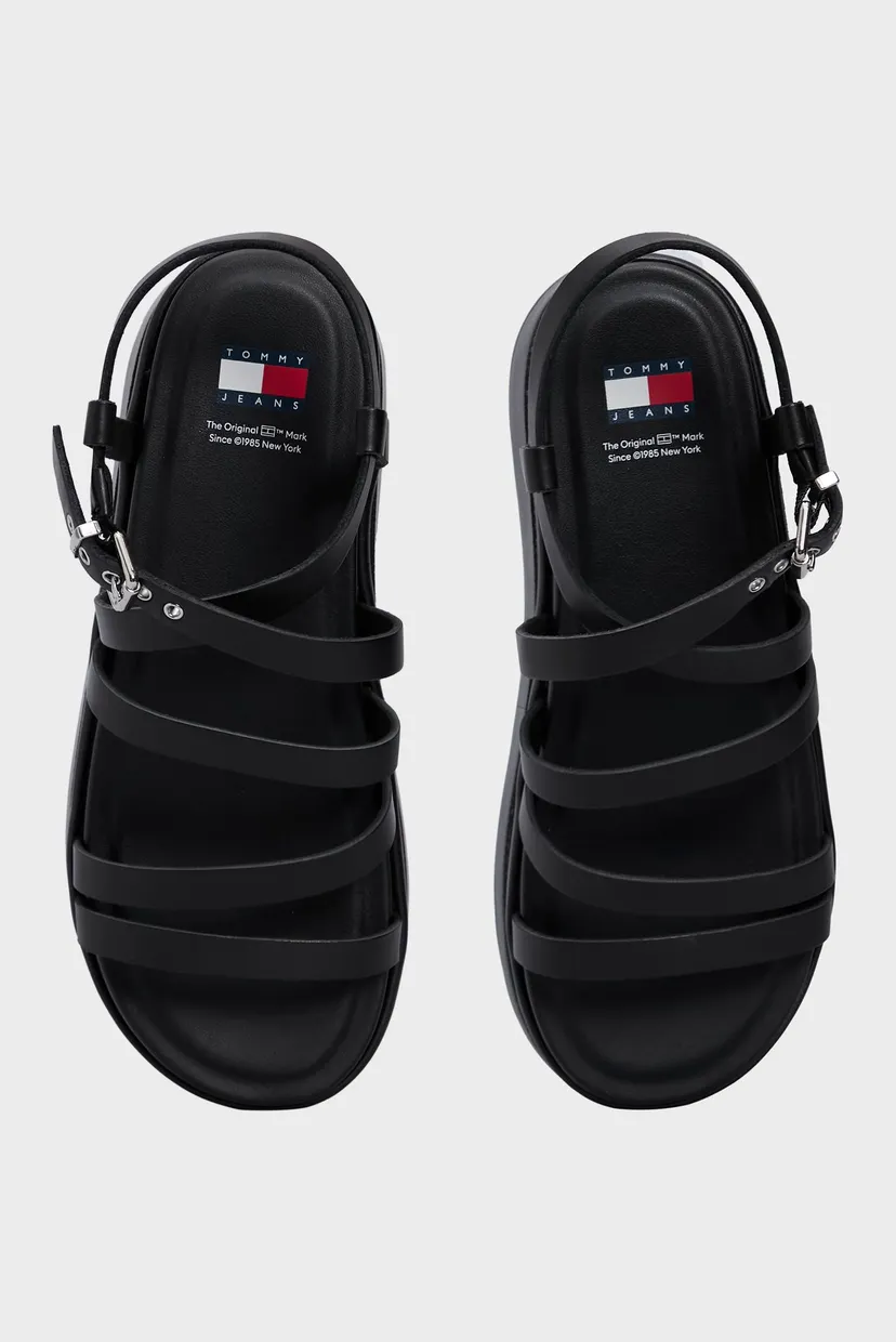 Женские черные кожаные босоножки TJW STRAPPY WEDGE SANDAL 4