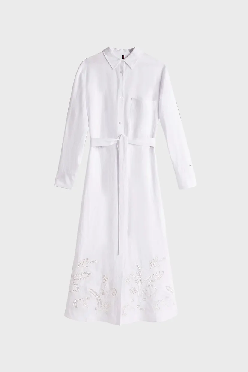 Женское белое льняное платье BRODERIE ANGLAISE 5