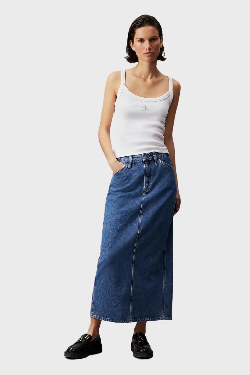 Женская синяя джинсовая юбка TROUSER POCKET MAXI 3