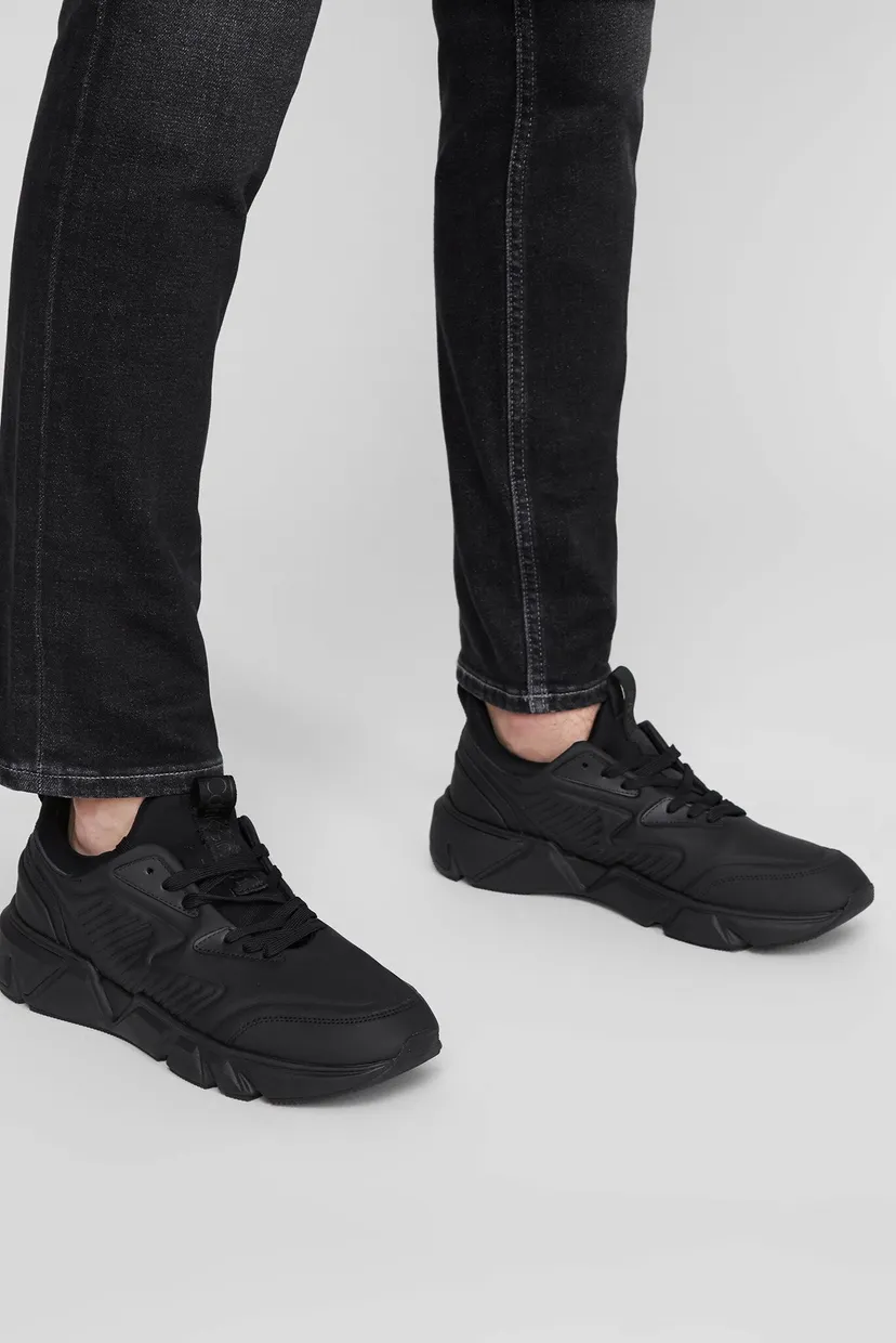 Мужские черные кожаные кроссовки LOW TOP LACE UP 6