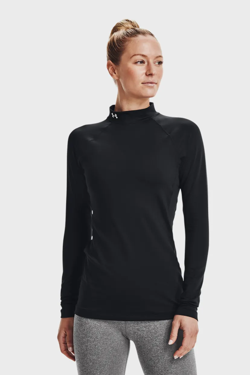 Женский черный лонгслив UA CG Authentics Mockneck-BLK 7