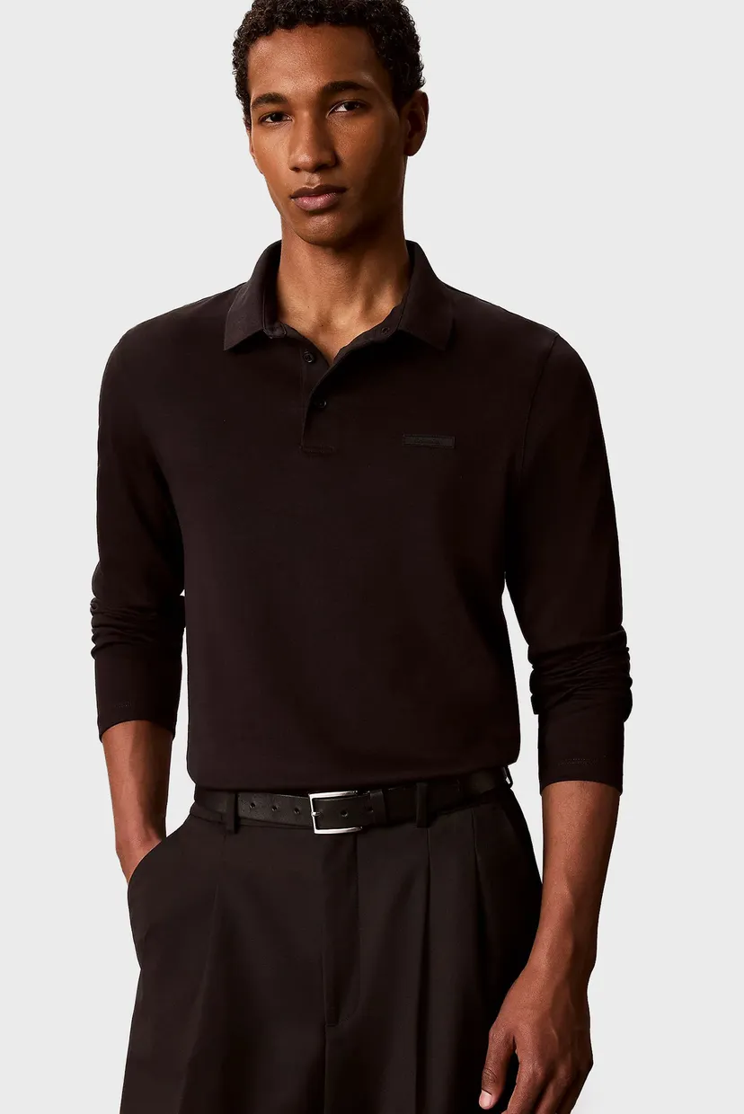 Поло с длинным рукавом/LS SLIM SUPIMA LOGO PATCH POLO 5
