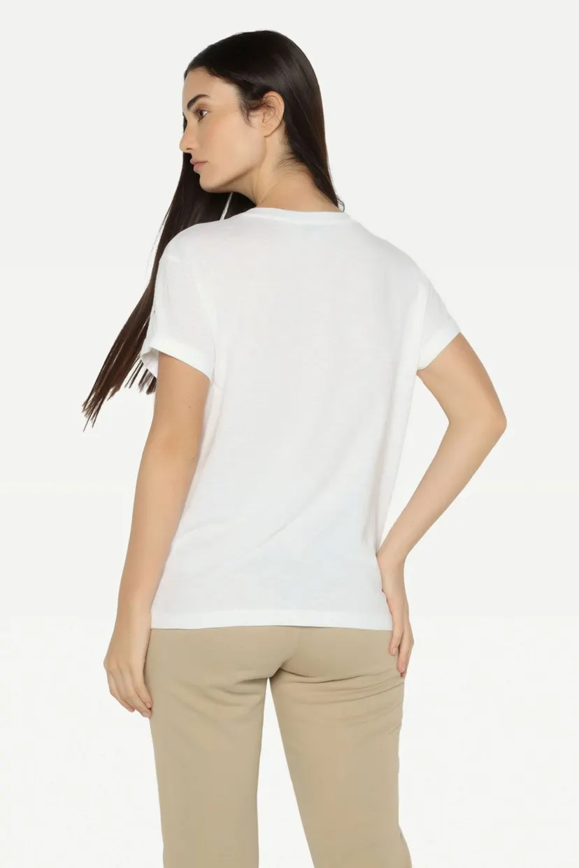 Женская белая футболка REGULAR SLUB FLORAL C-NK TEE 3