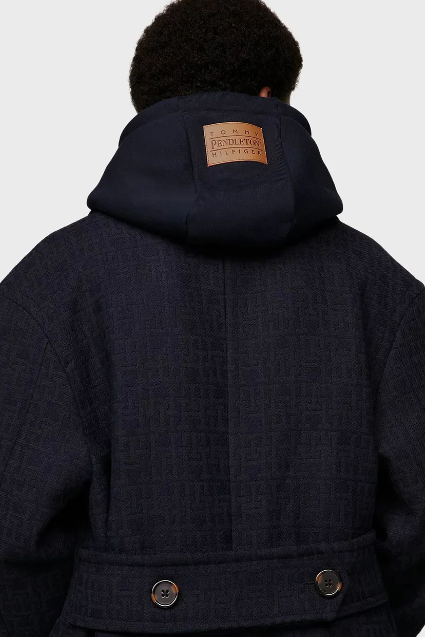 Темно-синее пальто с узором Tommy x Pendleton (унисекс) 4