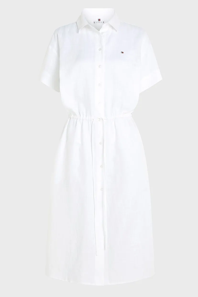 Женское белое льняное платье LINEN SS MIDI SHIRT DRESS 5
