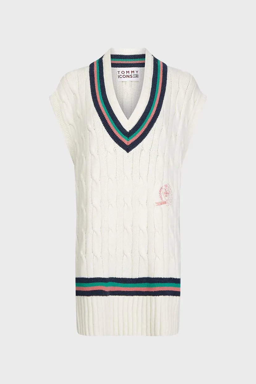 Женский белый пуловер с короткими рукавами ICON V-NK VEST SWEATER 5