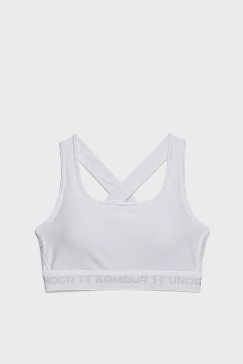 Женский белый спортивный топ UA Crossback Mid Bra 7