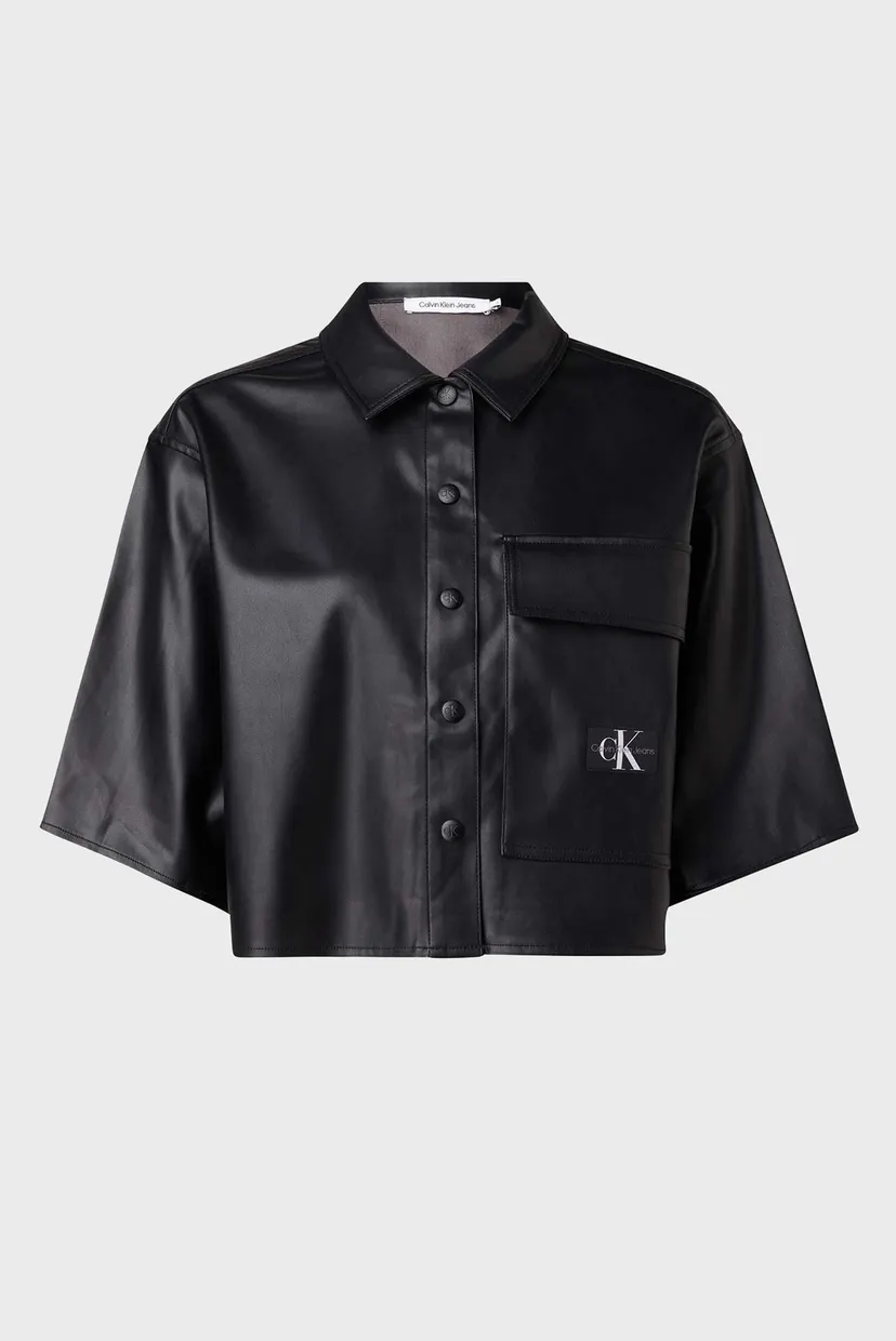Рубашка BOXY FAUX LEATHER OVERSHIRT 4