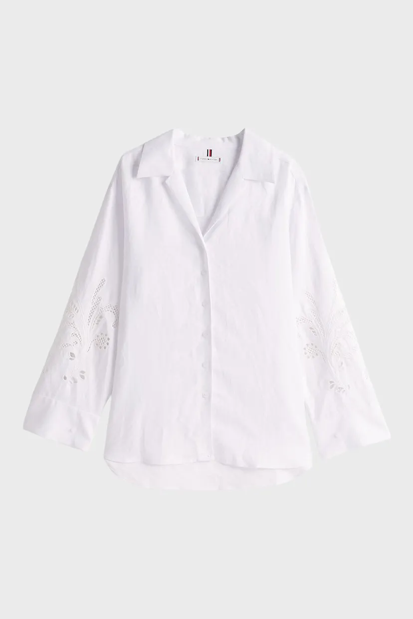 Женская белая льняная рубашка BRODERIE ANGLAISE 5