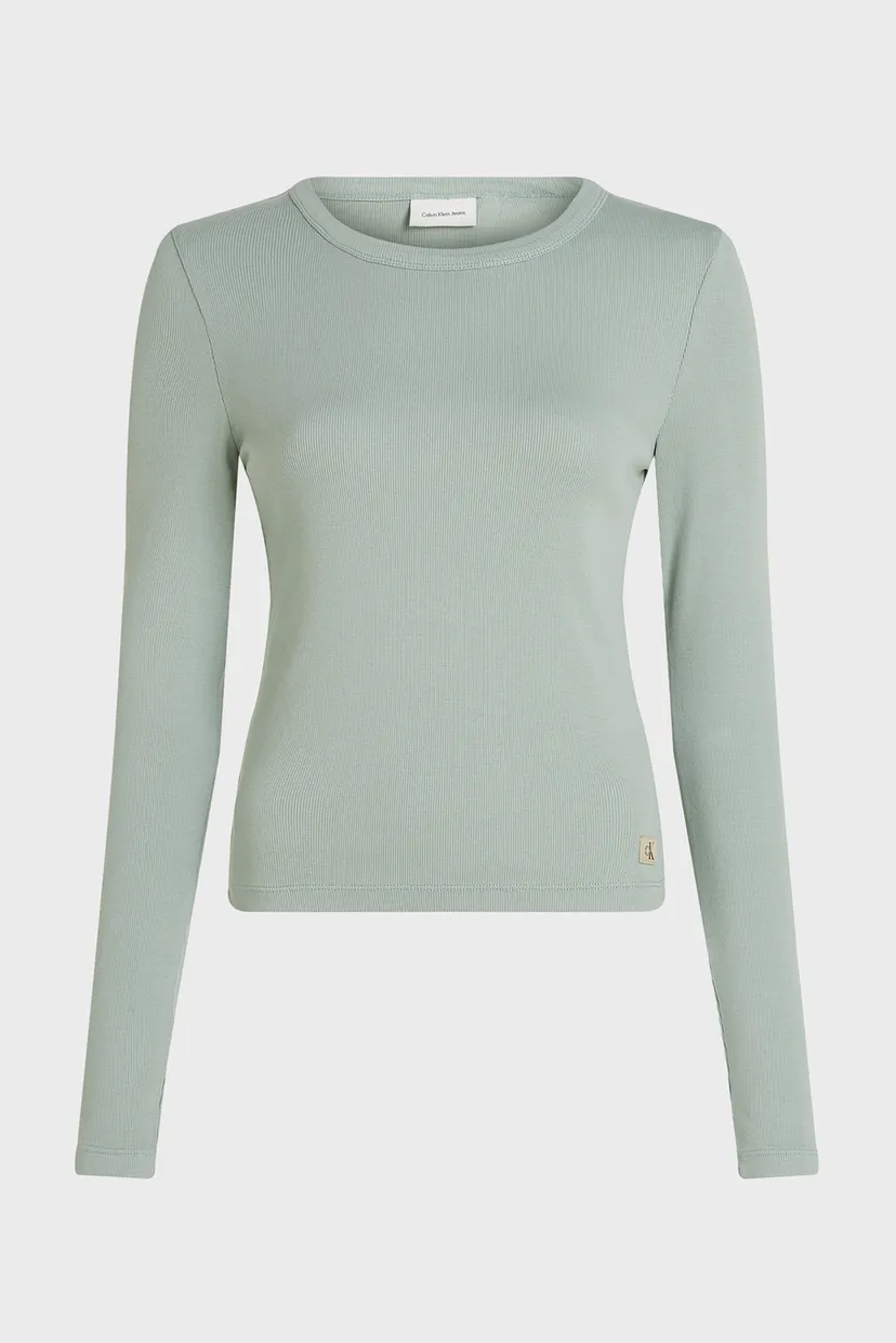 Женский мятный лонгслив WASHED LABEL RIB LONG SLEEVE 5