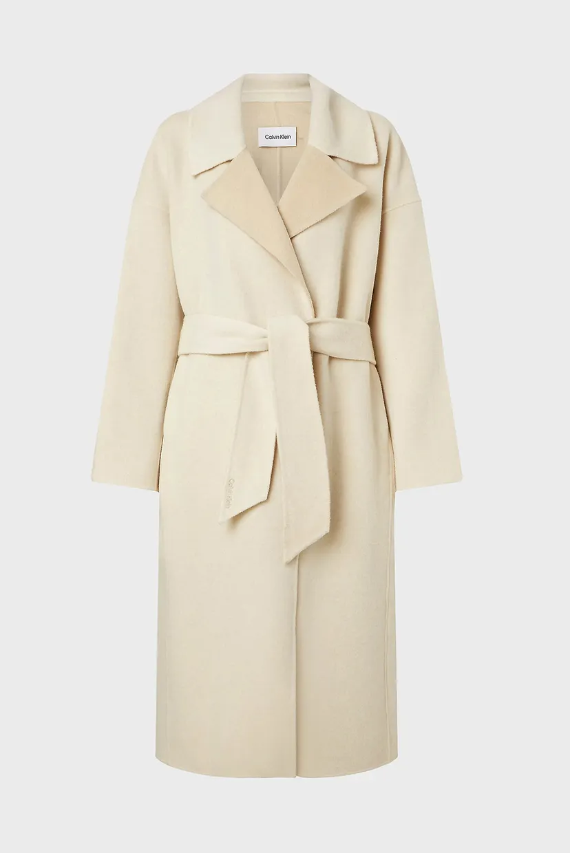 Женское белое шерстяное пальто DOUBLE FACED OVERSIZED WRAP 12