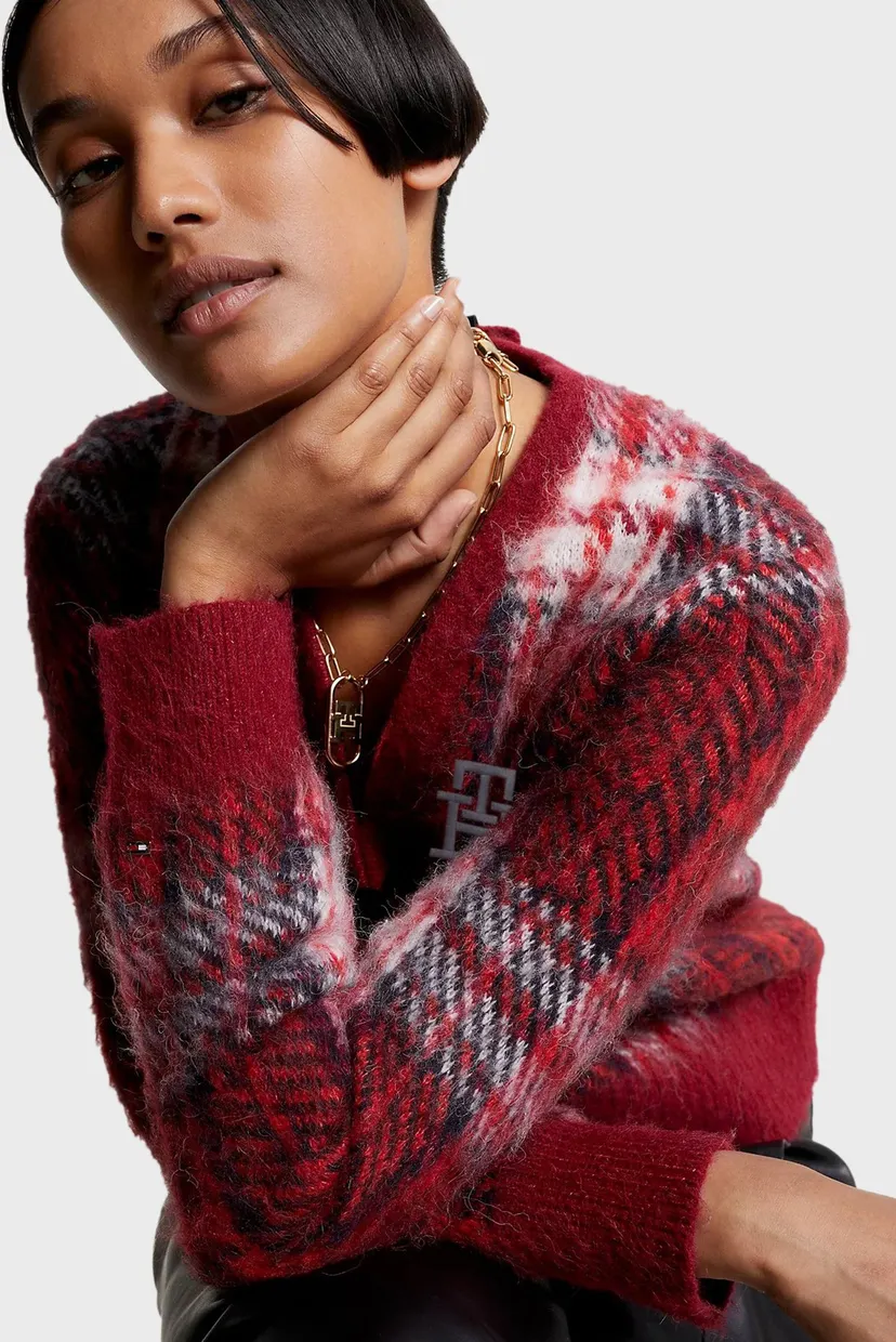 Кардиган IMD TARTAN CHECK CROP V-NK CARDI 4