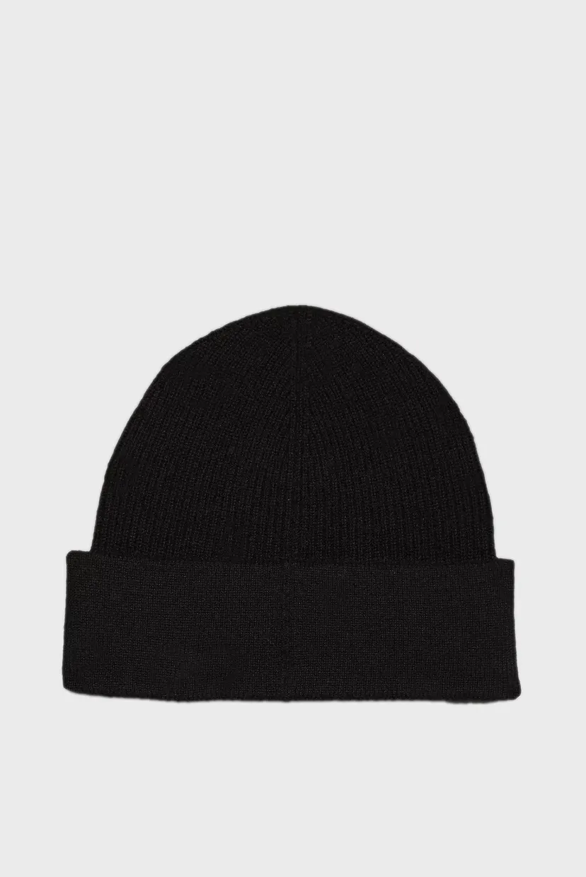 Женская черная кашемировая шапка CASHMERE CHUNKY OPEN RIB BEANIE 3