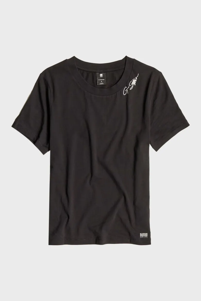 Женская черная футболка Faux embro logo r t wmn 5