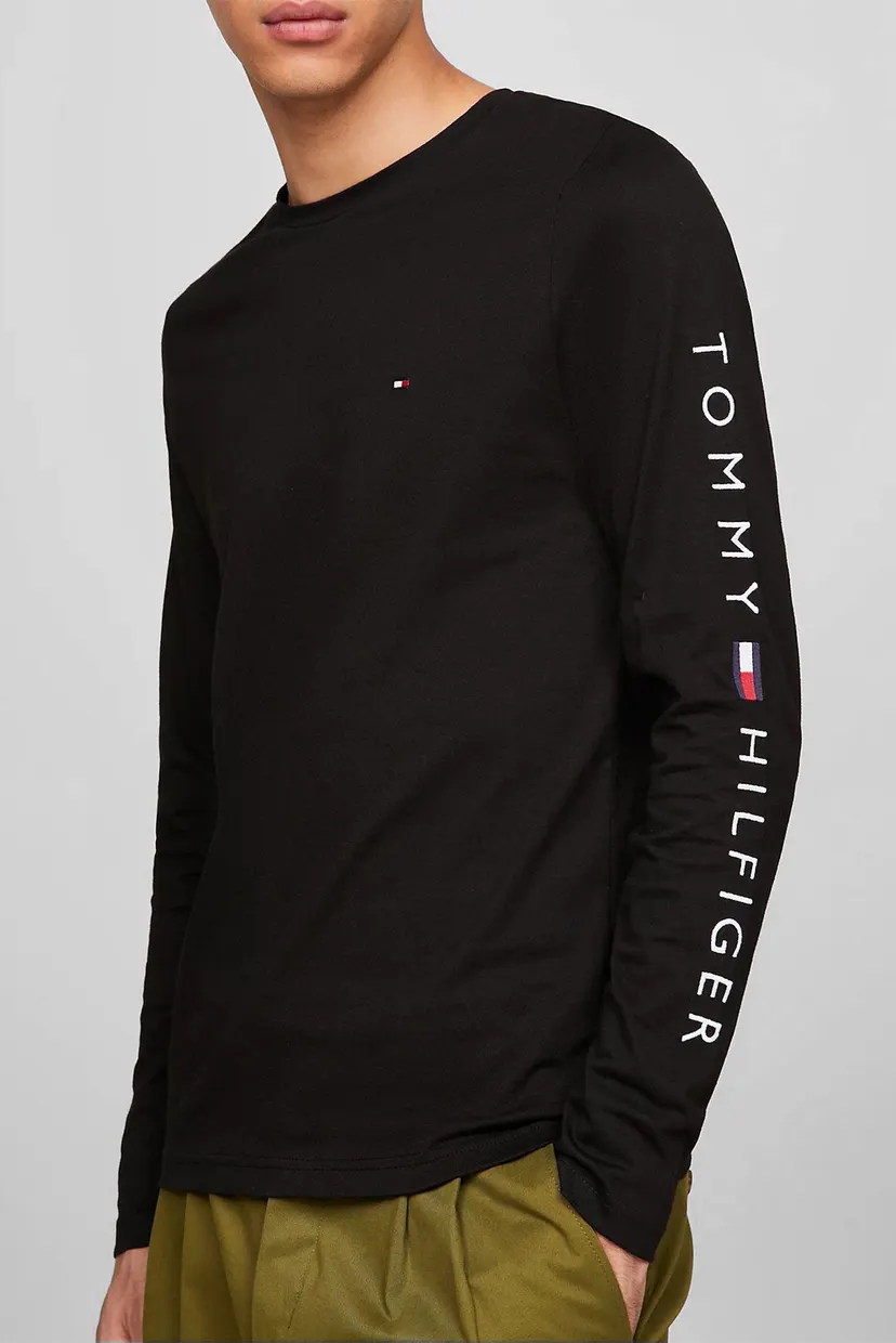 Мужской черный лонгсливTOMMY LOGO TEE 8