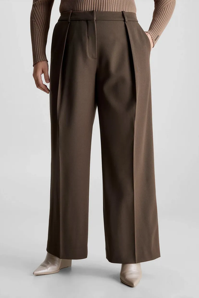 Женские коричневые брюки WOOL TWILL EXTRA WIDE LEG 4