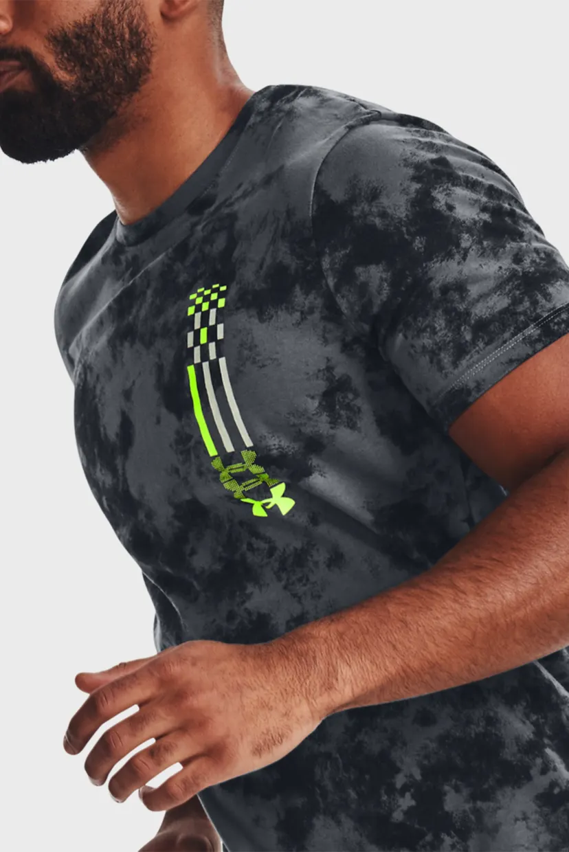 Мужская серая футболка с узором UA RUN ANYWHERE SS TEE 14