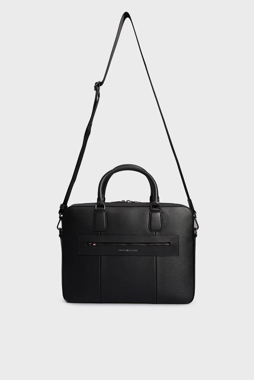 Мужская черная кожаная сумка для ноутбука TH BUSINESS LEATHER COMPUTER BAG 5