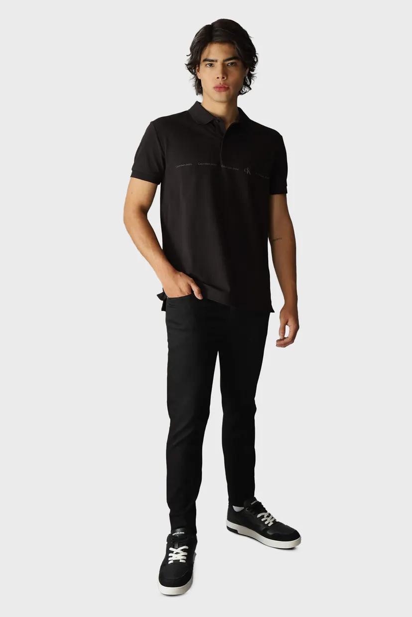 Мужское черное поло LOGO REPEAT POLO 5