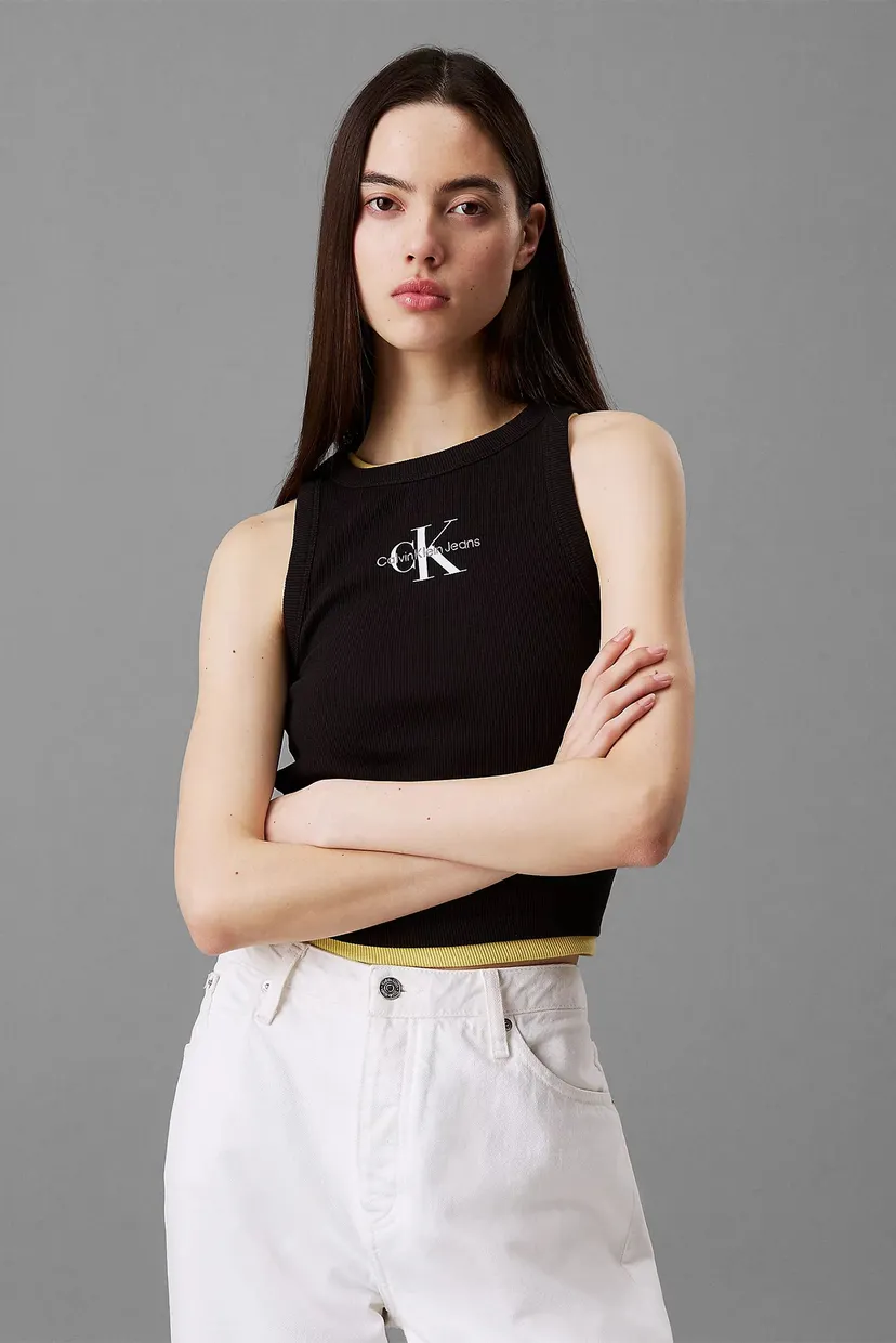 Женская черная майка MONOLOGO RIB TANK TOP 1