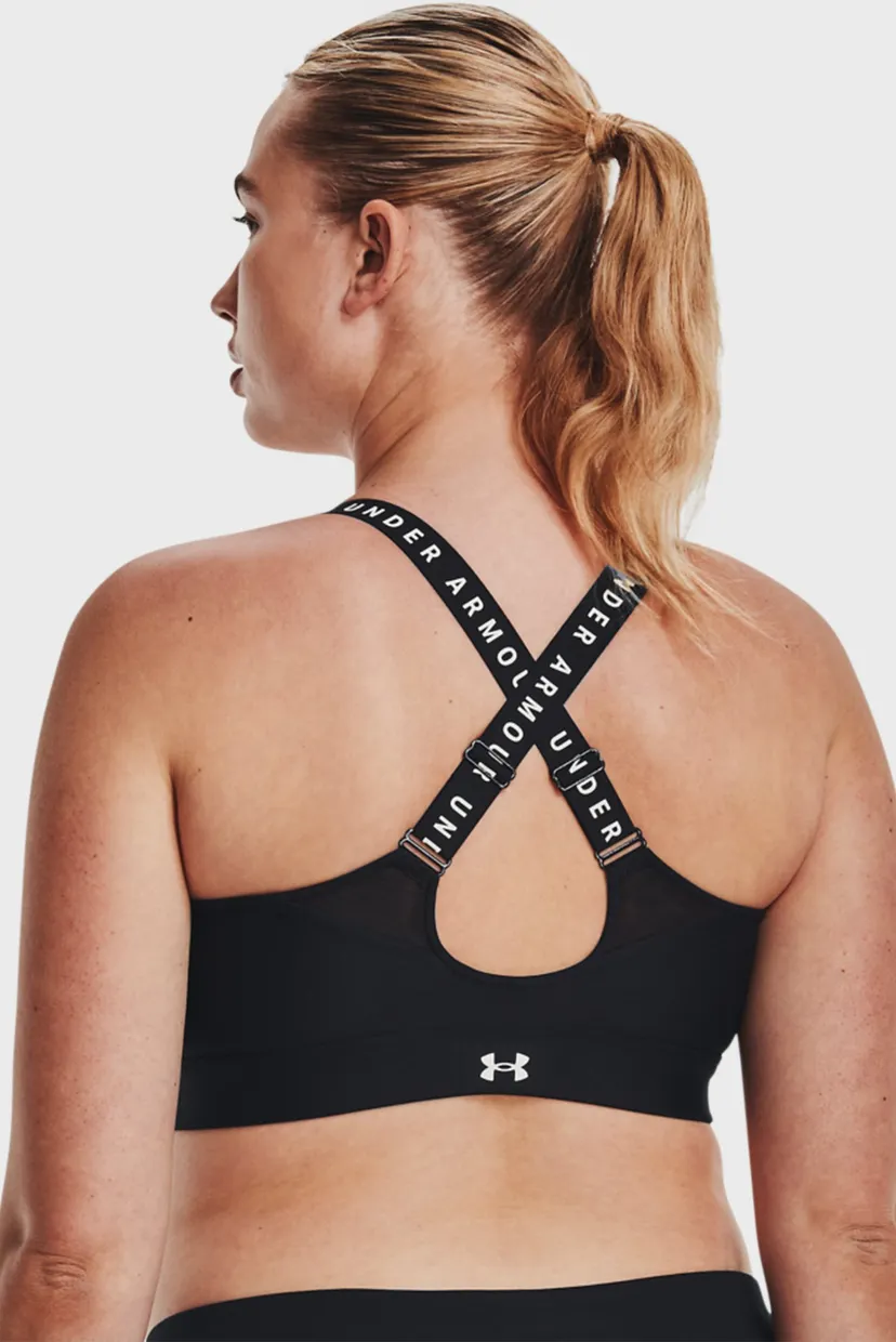 Женский черный спортивный топ UA Infinity High Bra Zip 7
