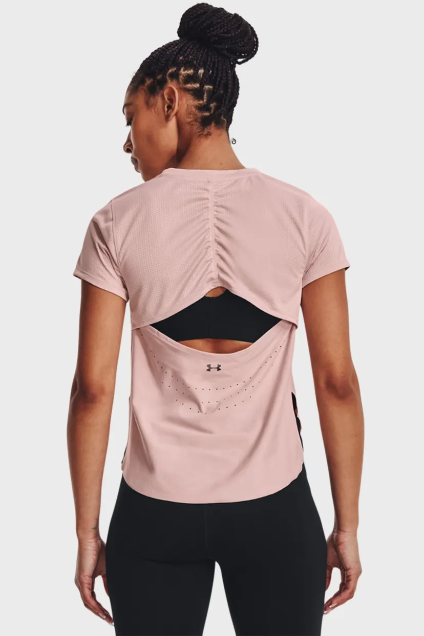 Женская розовая футболка UA PaceHER Tee 3