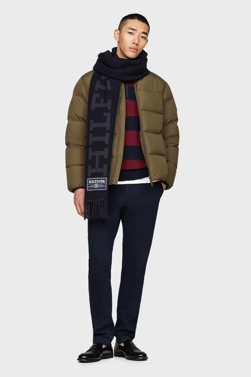 Мужской темно-синий шерстяной шарф TH MONOTYPE WOOL SCARF 4