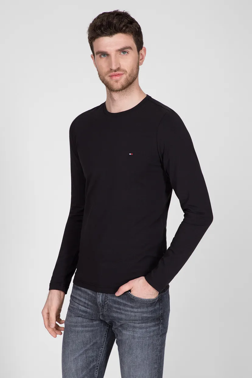 Мужской черный лонгслив STRETCH SLIM FIT LONG SLEEVE TEE 8