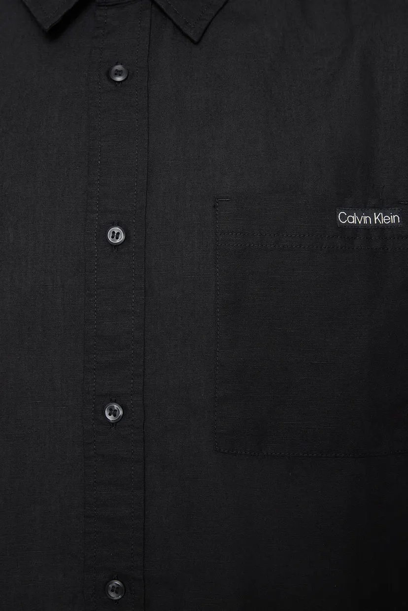 Мужская черная льняная рубашка LINEN COTTON S S SHIRT 3