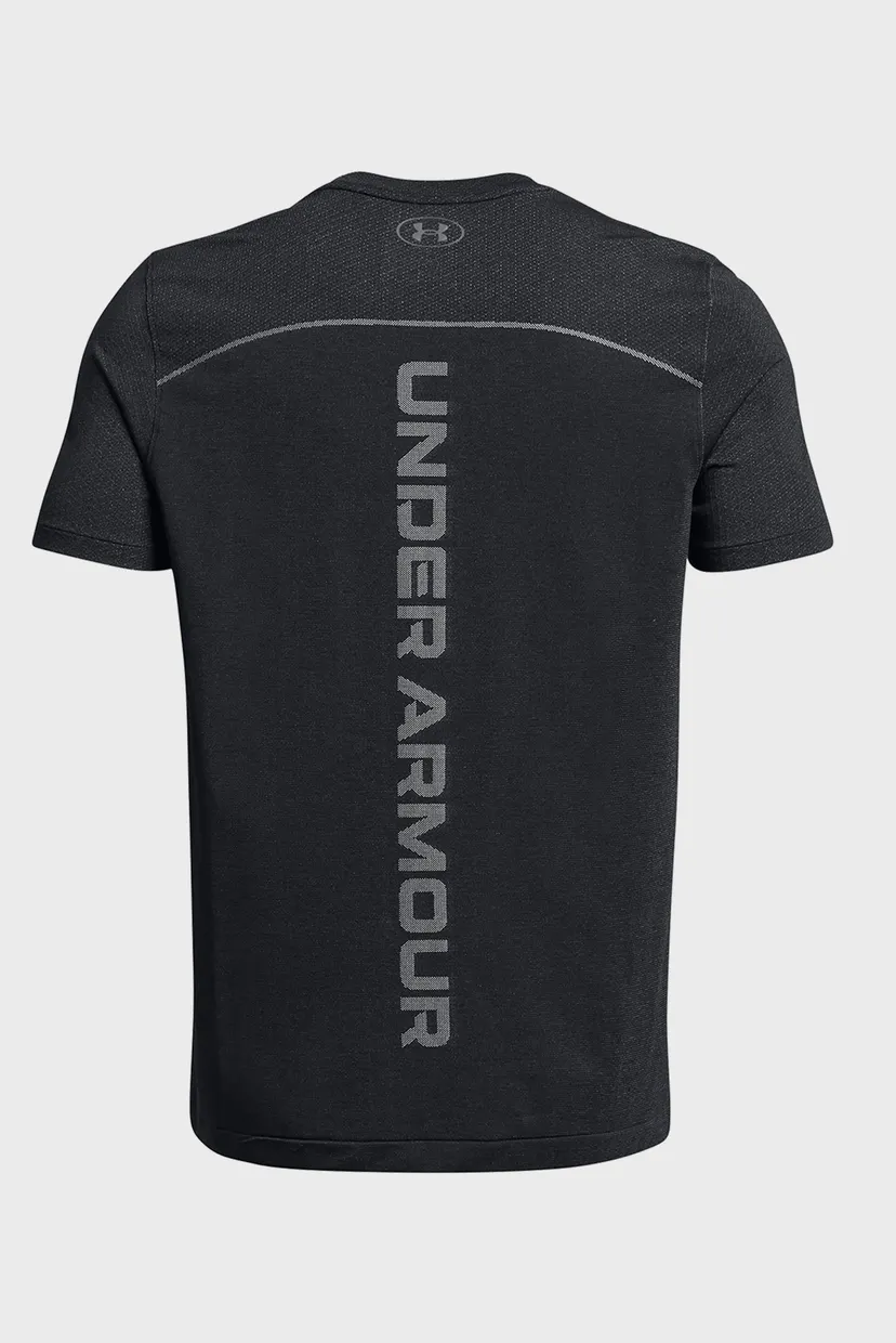Мужская черная футболка UA Rush Seamless Wordmark SS 6