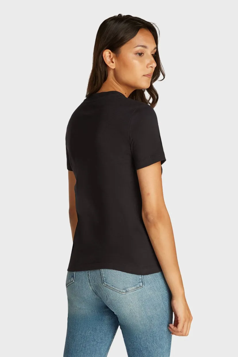 Женская черная футболка EMBROIDERED BOX REGULAR TEE 3
