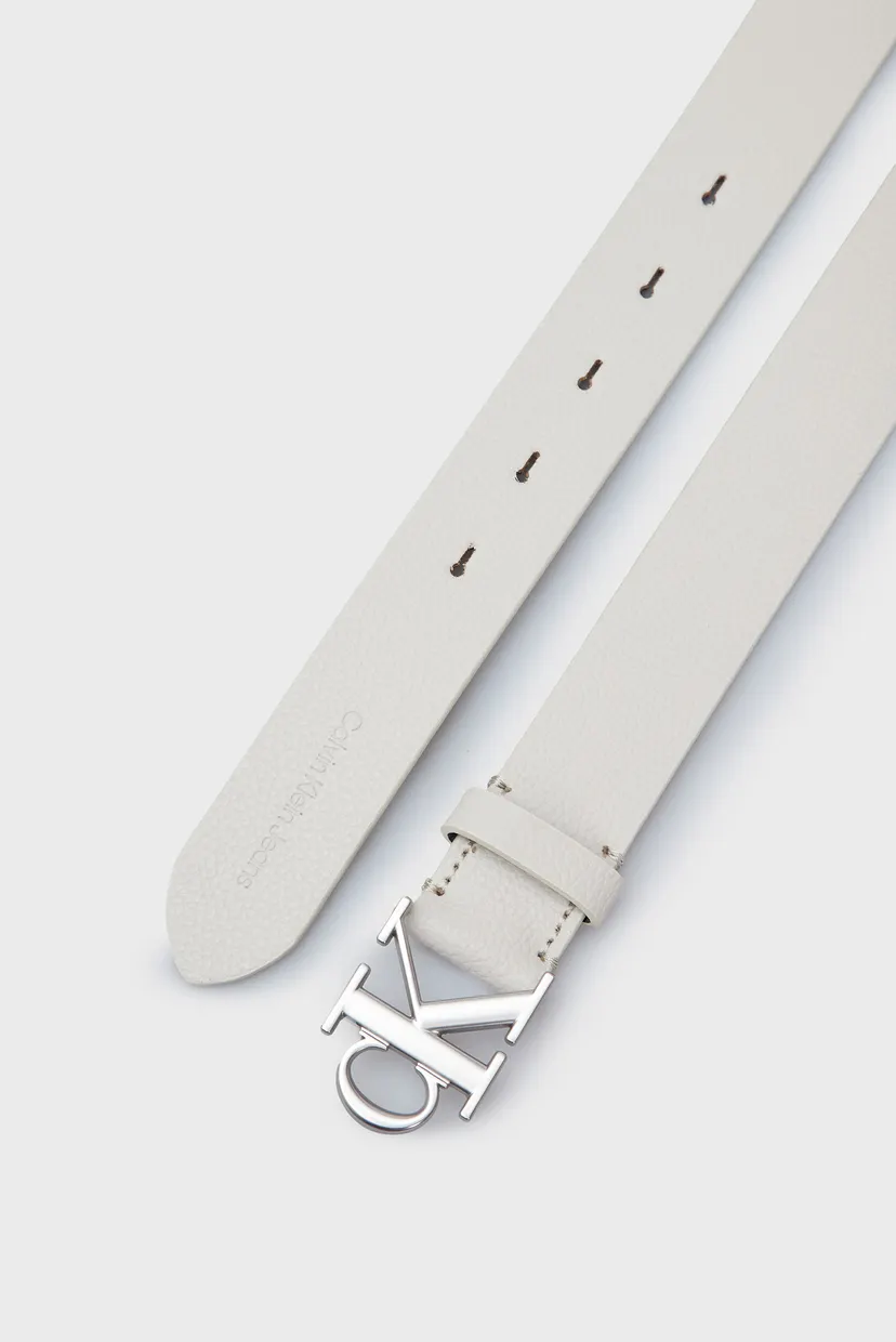 Женский белый кожаный ремень ROUND MONO PLAQUE LTHR BELT 30MM 3