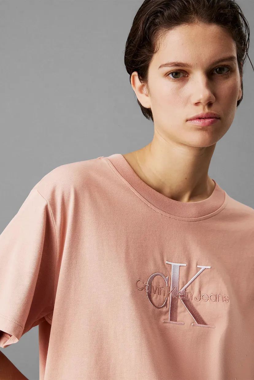 Женская персиковая футболка EMBROIDERED MONOLOGO TEE 4