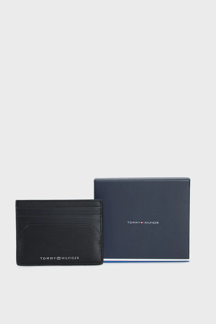 Мужской черный кожаный кардхолдер TH PLAQUE CC HOLDER 5